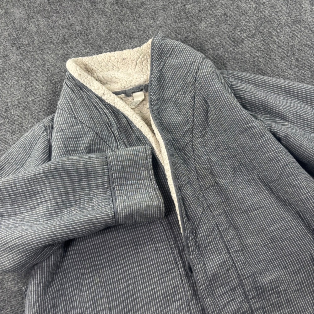 Levi's Long Coat XS/S Blue Hickory Stripe Sherpa Lined Chore Jacket Flaw Women's